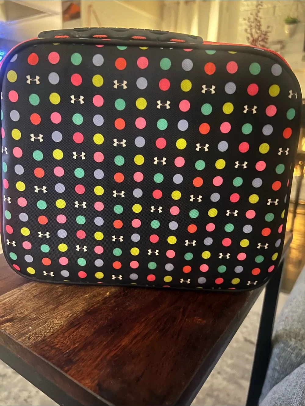 Under Armour Black Polka Dot Lunch Tote with Pink Logo
